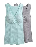 Novia 's Choiceレディースマタニティ授乳ブラタンクトップキャミソール授乳用スリープブラ(グレー+グリーンドット/ 2pcs ) S