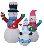 6足Tallクリスマスインフレータブル雪だるまSnowman Family Lighted庭デコレーション