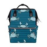 ママバッグ　マザーズバッグ　リュックサック　ハンドバッグ　旅行用 カニ柄 ファション