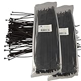 BlueDot Trading ZIP-BLK-3.6x300-2-packages 12-Inch UV Resistant Nylon Cable Zip Wire Tie, Black, 200