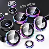 Hohotoon Galaxy S25 Ultra用 カメラ保護フィルム ギャラクシー S25Ultraカメラフィルム レンズカバー アルミ合金製＋AR高透過率強化ガラス 0.25mm超薄 レンズ保護ケース 9H 防爆裂 ・耐衝撃・スクラッチ防止・露出オーバー防止・ケースに干涉なし (多色 1セット)