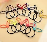 髪ゴム ヘアゴムリング うさ耳 ヘアアクセサリー カラフル ビビッドカラー ランダム発送 【20点】