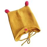 Aubig ダブル ボンボン　ストラップ　ベビー帽子　イエロー