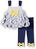 Little Lass Baby Girls' 2 Pc Capri Set Ruche Trim Navy 12M [並行輸入品]