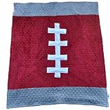 Cozy Wozy Football Themed Minky Baby Blanket, Crimson Red/Gray, 30" x 36" by Cozy Wozy [並行輸入品]