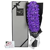 YOBANSA ソープフラワー 枯れない花 造花 バラ ブーケ 素敵な香り ボックス プレゼント 成人礼 結婚式 結婚記念日 出産祝い プロポーズ 誕生日プレゼント お祝いギフト （51本パープル）