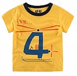 Plus Nao(プラスナオ) 半袖 Tシャツ プリントTシャツ カットソー トップス 夏 子供服 男の子 男児 キッズ KIDS ナンバープリント 動物 クル 100 イエロー
