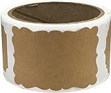 ブラウンナチュラルクラフトギフトタグラベル, 51 x 76 mm 2 x 3 インチプレゼントステッカー 100パック