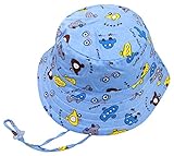 GEMVIE ベビー用ハット つば広 キャップ 赤ちゃん 車プリント キッズ帽子 男の子 女の子 日焼け止め 紫外線 UVカット サファリハット S