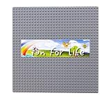 GREY Plastic Brick Building Base Plate, Large 10"x 10" Baseplate LEGO Compatible By Brand FUN FOR LI