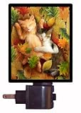 Cat Night Light – 秋Nap – Cats in Leaves Led Night Light