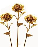 金箔の黄金ばら一輪お買得3本セット　　母の日　24金　24Ｋ　薔薇　バラ　プレゼント　母の日　贈り物　金運　純金　24Ｋ　ゴールド　プロポーズ　運気上昇　造花 　新築祝い　開業祝い　結婚祝い　ローズ　
