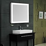 壁マウントミラーLED Lighted Vanity – 28 x 28 Square Edge With組み込みDefrostingシステムバンドルW滑り止めアクセサリーパッド