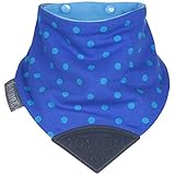 Le Neckerchew - Polka Dot Blue - Bavette avec anneau triangulaire de dentition attachè de Cheeky Cho