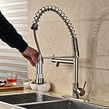 Votamuta Brushed Nickel Professional Single Handle Pull Down Kitchen Faucet, Commercial Style Kitche