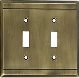 Stanleyハードウェアv8036 Franklinダブルスイッチでプレートアンティーク真鍮