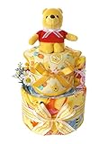 おむつケーキ ディズニー くまのプーさん フェイスタオル付き 2段 (パンパースSサイズ（25枚入り）)