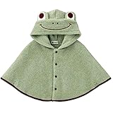 (Muu3) フード付き ベビーポンチョ 赤ちゃん 男の子 おくるみ かえるさん 防寒