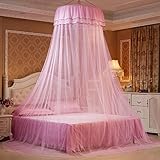 Samber Mosquito NetドームベッドネッティングプリンセスベッドHangingラウンドレースCanopyテント寝具for Crib学生 ピンク Samber-123