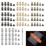 WETARENDA ギボシ ねじ式 80個セット4色 金 銀 黒 古銅 レザークラフトリベットネジ式 レザー用 スタッド ジョイント金具 バックル 留め具 金具 手芸 パーツ