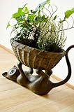 アジアン雑貨 バリ雑貨 ♪ブロンズ調ネコバスケット（寝転がりタイプ）♪ プランター フラワーベース 花台 カゴ バスケット アンティーク