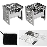 FLIPPED焚火台 コンパクト折りたたみ バーベキューグリル 三段調整 ステンレス焚き火台 バーベキュー網収納袋付き