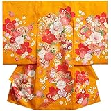お宮参り 着物 女の子 赤ちゃん 正絹女児初着 産着 橙色 まり 寒緋桜 金駒刺繍 源氏香地紋 日本製