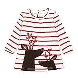 MIOIM ベビー服 女の子 ワンピース クリスマス キッズドレス ストライプ 長袖 秋 冬 可愛い 通園 発表会 記念日 プレゼント 12ヶ月-4歳