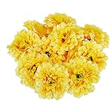 Perfk 約20個　フラワーヘッド　花びら　造花　ホーム　インテリア　飾り　菊　多色選べる - イエロー