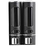 【累計10万本出荷】PREMM シャンプーディスペンサー マグネット シャンプーボトル 壁掛け (ブラック, ダブル 380ml x 2)