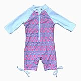 Bonverano　ラッシュガード　ベビー　女の子　長袖　ワンピース　UVカット　水着　キャップ付き　二点セット(18036-18-24M)