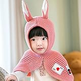1-4歳の女の子の男の子の冬のフード付きの赤ちゃんのセーターの帽子の耳かわいいマント4色48〜54センチメートル (赤)