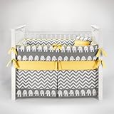 Elephant Chevron Zig Zag Gray & Yellow Baby Bedding - 5pc Crib Set by Sofia Bedding by Sofia Bedding