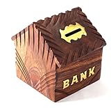 Amba Handicraft Money Bank貯金箱コインセーフボックスの宝物木製手作り装飾Unique Indianお金ボックスコインボックス子供へのギフトに。w089