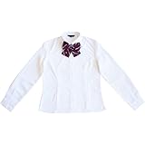 [ごきげんめいと] 卒業式 女の子 ブラウス シャツ リボン ネクタイ付き 二点セット（シャツ リボン） 白 長袖 140 150 160 165 卒服 スクールシャツ ポスト投函便対応品 33213 中国製