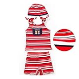 キッズ水着 　リトカ　日本製　RI-1 キャップ付き　3点セット 子供 スイミング スイムウェア ベビー ジュニア　 RITOCA (トリコロール×レッド)