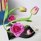 NIUA 鉢植 造花 チューリップ バラ　人工観葉植物 鉢植え造花 樹脂鉢 手芸 綺麗 枯れない スーツ 家庭装飾品 お誕生日 お祝い ギフト インテリア オレンジ