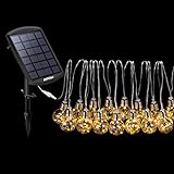 Mpow ストリングライト バブル型 ソーラー充電式 15電球 105led 6.7m 電球色 イルミネーションライト 装飾ライト フェアリーライト 8点灯モード 防水仕様 ledガーデンライト 電飾