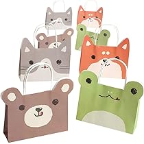 ラッピング・包装 neko Amazon | moin moin ラッピング アニマル フェイス 紙袋 4種 8枚