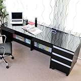 【予約販売6月下旬入荷予定】 パソコン デスク チェスト 鏡面 150cm 幅 2点セット ブラック SAV013