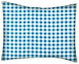 SheetWorld Crib / Toddler Percale Baby Pillow Case - Turquoise Gingham Check - Made In USA by sheetw