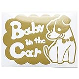 ゴールド（金） 犬 ジャックラッセルテリア ネクタイ Baby in the car ベビー イン ザ カー ベビーインカー ステッカー 窓ガラス用シール...