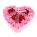 Kesoto フラワーソープ　石鹸の花　バラ　薔薇の花　造花　誕生日　母の日　花びら　心の形　ギフトボックス　プレゼント　3色選べる - 1＃