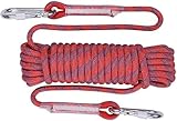 10mm 高強度ポリエステルロープ 48 本ナイロン芯 耐荷重 2100kg 10M/20M/30M/50M カラビナ 2 個付き 防水頑丈 アウトドアキャンプ防災園芸 DIY テント用 (レッド ロープ 10mm, 20M ロープ 10mm)