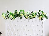 人工花5パック8.5 Ftダブルカラーグラデーションスプライス、人工バラVinesシルク花グリーン葉植物forwindowswall卸売ホームパーティーセレモニー結婚式装飾 イエロー