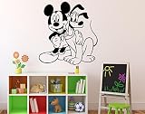 Mickey Mouse with犬壁デカールディズニー漫画ビニールステッカー壁アート装飾子供の子供部屋アイデアルームインテリア取り外し可能デザイン15 ( Mik )