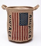 GreenForest Linen Round Storage Basket with the Stars and the Stripes by Green Forest