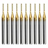 KISENG ドリルビットセット 10pcs 1.0mm超硬基板ビット 1/8インチシャンク チタンコートエン ドミル彫刻ビット