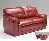 合皮製 レトロモダン 幅160cm 2人掛けソファ 肘付き レッド