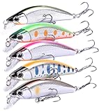 CONTYU 渓流 ミノートラウトルアー ルアー セット 50mm 5.1g ヘビーシンキング ヒラ打ち 渓流ミノー (50mm / 5.1g, カラーA(5個セット))